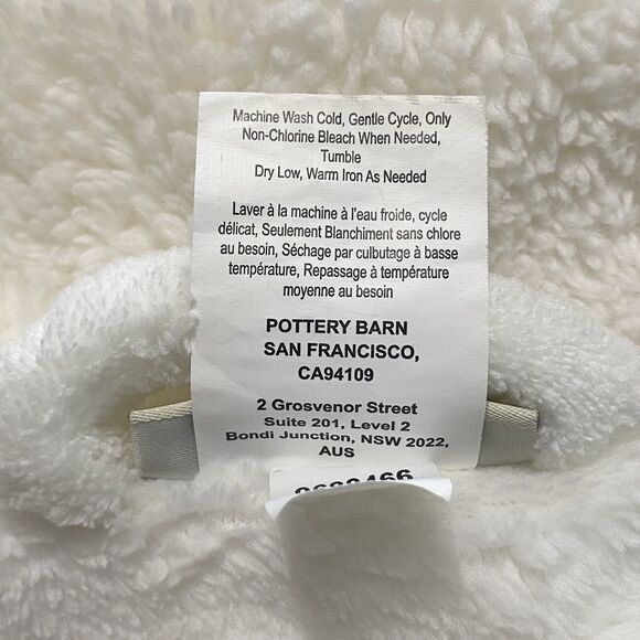 Pottery Barn Womens Size Large Soft Plush Robe Belted Long Sleeve White Cozy - Picture 13 of 13
